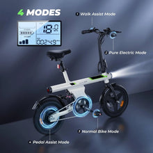 Load image into Gallery viewer, Electric Bike 750W Peak Motor,20 mph,14&quot; Electric Bicycles with Smart Uphill, 280.8Wh Battery,25 Miles PAS Range,Folding E Bikes
