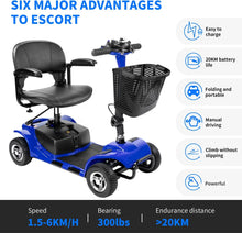 Load image into Gallery viewer, 4 Wheel Mobility Scooter Electric Power Mobile Wheelchair for Seniors Adult Collapsible Compact Duty Travel Scooter with Basket
