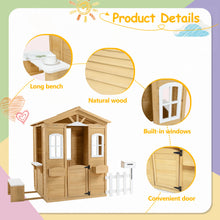 Load image into Gallery viewer, Outdoor Wooden Playhouse for Kids with Working Door, Windows, Mailbox
