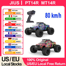 Load image into Gallery viewer, JIUSI PT14R MT14R 1/14 4WD RC Car 80km/h Brushless 2.4G Remote Control Racing Car High Speed Off-road RC Truck 3S 35C 2200mAh
