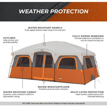 Load image into Gallery viewer, CORE Tent | Large Multi Room Tent for Family with Storage Pockets Camping Accessories | Portable Cabin Huge Tent with Carry Bag
