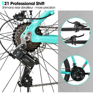 Mtb Bicycle for Adult 26 Inch Mountain Bike for Women 21 Speed With Lock-Out Suspension Fork Dual Disc Brakes Aluminum Frame MTB