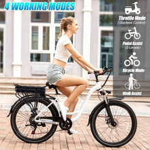 Load image into Gallery viewer, Electric Bike, 48V 500Wh EBike, UP To 60 Miles, Removable Battery, 3H Fast-Charge, 26&quot; Commuter Electric Bicycles, 7-Speed
