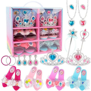 Girls Dress Up Shoes Toys Crown Necklace Ring Makeup Toy