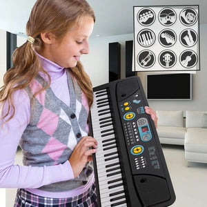 PYLE Digital Piano Kids Keyboard - Portable 61 Key Piano Keyboard, Learning Keyboard for Beginners w/ Drum Pad, Recording, Micro