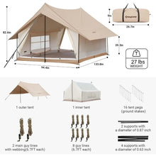 Load image into Gallery viewer, Tent with Large Windows, Waterproof &amp; Breathable 4 Season Tents, Easy Setup Glamping Tent with Carry Bag, for Camping, Picnic
