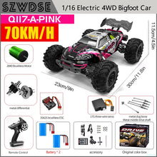 Load image into Gallery viewer, Wltoys Q117 1/16 RC Car 4WD Remote Control Car LED Headlights Brushless 70KM/H 2.4G High Speed Off-Road Drift Toys for Children
