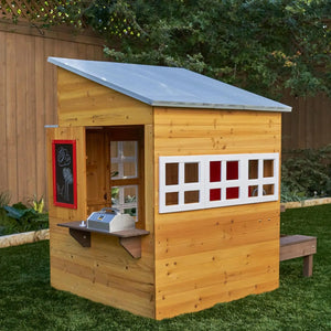 Modern Outdoor Wooden Playhouse with Picnic Table