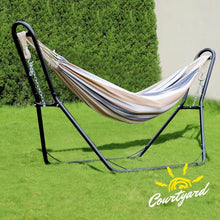 Load image into Gallery viewer, Hammock Stand and Hammock, 2 Person Steel Hammock Frame and Hammock, 550LBS Capacity, Backyard Camping Use
