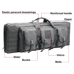LQARMY 32 38 42 48 inch Tactical Double Rifle Case Molle Rifle Bag Sniper Airsoft Gun Case Backpack Hunting Gun Holster