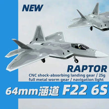Load image into Gallery viewer, F22 64mm Ducted Remote-Controlled Model Aircraft Cnc Shock Absorbing Landing Gear With Flap Fixed Wing Raptor Fighter F-22
