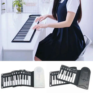 Flexible Roll Up Piano Keyboard Educational Electronic Digital Music Piano Keyboard 49 Keys Foldable Hand Roll Piano Portable