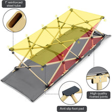 Load image into Gallery viewer, Camping Cots for Adults Cot 2 Side Pockets Cots for Sleeping 450LBS(Max Load) Portable Folding Cots Extra Wider Cot
