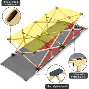 Camping Cots for Adults Cot 2 Side Pockets Cots for Sleeping 450LBS(Max Load) Portable Folding Cots Extra Wider Cot