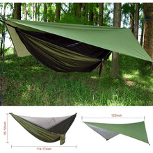 Load image into Gallery viewer, Camping Hammock with Rain fly Tarp and Mosquito Net Portable Single Double Hammock Tent with Tree Strap Backpacking Hammock
