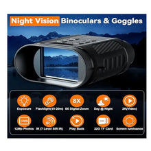 Load image into Gallery viewer, Mini Binocular Night Vision Device High Definition 4K 48MP Outdoor Infrared 8X Digital Zoom Binoculars Infrared Hunting
