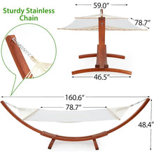 Load image into Gallery viewer, 13.3 FT Wooden Double Hammock with Stand 2 Person Heavy Duty, Easy Assemble, Weatherproof Premium Quilted Camping Hammock
