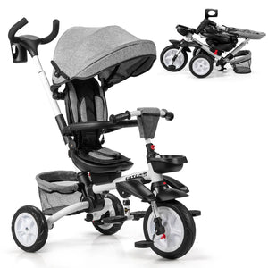 6-In-1 Kids Baby Stroller Tricycle Detachable Learning Toy Bike w/ Canopy