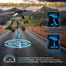 Load image into Gallery viewer, WLtoys K170 Brushless 4-CH RC Helicopter,Full-Scale UH60L Black Hawk,6-Axis Gyroscope, One Key Take-Off/Landing with 3 Batteries
