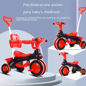 4 In 1 Children's Tricycle Baby Stroller Toddler Bicycle 1-6 Years Old Stroller Bicycle Outdoor Trolley Music Flash Stroller