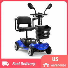 Load image into Gallery viewer, 4 Wheels Mobility Scooter Foldable Electric Car Power Wheelchair with Light Basket Collapsible Compact Travel Car Christmas Gift
