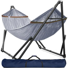 Load image into Gallery viewer, Double Hammock with Stand Included for 2 Persons/Foldable Hammock Stand 600 Lbs Capacity Portable Case - Outdoor Camping Hammock
