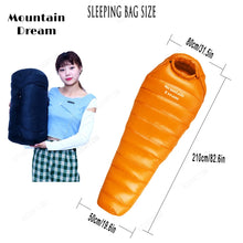 Load image into Gallery viewer, Winter Down Sleeping Bag Adult Mummy White Goose Down Warm Sleeping Bag Three Seasons Suitable For Camping Trips
