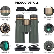 Load image into Gallery viewer, 12x42 Binoculars Professional ED Lens Telescope Powerful Long Range BAK4 Prism For Hunting Outdoor Camping  IPX7 Waterproof
