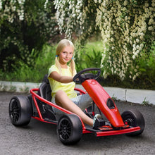 Load image into Gallery viewer, 24V 8.1 MPH Electric Go Kart, Drifting Car Battery Powered Ride on Toy Outdoor with Slow Start, Music, Horn Honking and Safety
