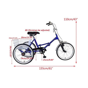 2024 New Adult Unisex Folding Tricycle, 20 or 24 Inch Wheels ，Minimal Assembly Required