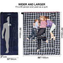Load image into Gallery viewer, REDCAMP Cotton Flannel Sleeping Bag for Camping Backpacking, Adults Cold Weather Envelope Sleeping Bags with 2/3/4lbs Filling

