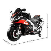 Load image into Gallery viewer, Aprilia Licensed 12V Kids Motorcycle Electric Motorcycle Ride On Toy w/ Training Wheels Spring Suspension LED Lights Bluetooth
