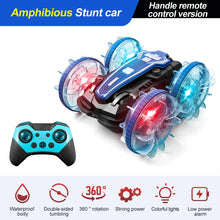 Load image into Gallery viewer, New LED Amphibious RC car Dual remote control waterproof stunt car double side flip drift drive 360 ° rotation rc cars Kids toy
