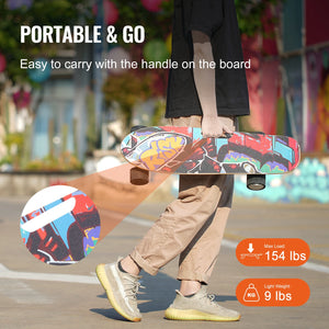 VEVOR Electric Skateboard with Remote  9.3 Mph Top Speed & 5 Miles Max Range Skateboard Longboard   Easy Carry Handle Design