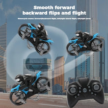 Load image into Gallery viewer, Amphibious Land Air RC Flying Motorcycle 2 Mode Stunt Drone 4 Axis Remote Control Bike Quadcopter Aircraft Toy for Kids Gift
