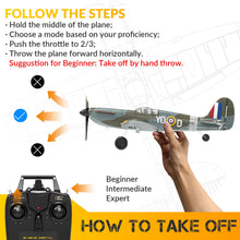 Load image into Gallery viewer, VOLANTEXRC RC Plane 4 Channel Remote Control Airplane Fighter Spitfire RTF with Aileron, Gyro, Aerobatics &amp; 3 Modes Easy to Fly
