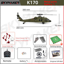 Load image into Gallery viewer, WLtoys RC Helicopters Brushless Motor k170 UH-60L 2.4Ghz 4CH 6-Aixs Gyroscope Single Blade Propellor Gyro Rc Toys for Children
