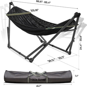 3-Year Warranty Hammock Stand, 30s Foldable Hammock with Stand, 550 lbs Capacity Camping Hammock Stand