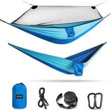 Load image into Gallery viewer, Large Camping Hammock with Mosquito Net 2 Person Pop-up Parachute Lightweight Hanging Hammocks Tree Straps Swing Hammock Bed
