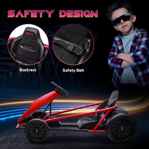 24V 8.1 MPH Electric Go Kart, Drifting Car Battery Powered Ride on Toy Outdoor with Slow Start, Music, Horn Honking and Safety