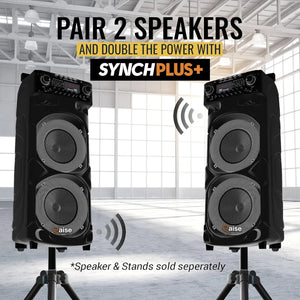 Portable PA System with Wireless Mic - Bluetooth Party Boombox Speaker & Karaoke Machine with Lights, Dual 10” Subwoofer,