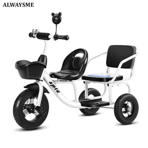 ALWAYSME Twins Kids Tricycle Trike For 1-7 Years Old