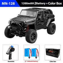 Load image into Gallery viewer, 1/12 MN128 RC Crawler 2.4G Climbing Buggy Professional with LED Light Remote Control Vehicle Toys with 2 Batteries US shipping
