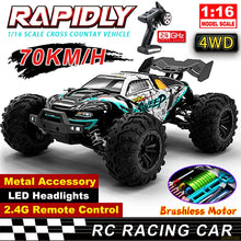 Load image into Gallery viewer, Wltoys Q117 1/16 RC Car 4WD Remote Control Car LED Headlights Brushless 70KM/H 2.4G High Speed Off-Road Drift Toys for Children
