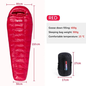 Adult 95% White Goose Down Sleeping Bag Camping Sleeping Bag Goose Down Filled Men Mummy Sleeping Bag Warm for Travel Hiking Bag