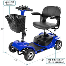 Load image into Gallery viewer, 3/4 Wheel Mobility Scooters Electric Power Mobile Wheelchair for Seniors Adult with Basket Compact Duty Travel Scooter
