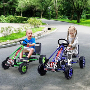 Pedal Go Kart,Outdoor Kids Off-Road Go Kart with 2-Position Adjustable Bucket Seat, 2 Safety Brakes, Pedal Powered Ride On Kart