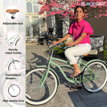 Load image into Gallery viewer, ACEGER 24 26 Inch Women Beach Cruiser Bike, Single Speed and 7 Speed, Adult Hybrid Bike Commuter Bicycle, Hi-Ten Steel Frame wit
