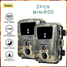 Load image into Gallery viewer, 2PCS Mini600 Mini Trail Hunting Camera 20MP 1080P Wildlife Animal Hunter Cameras Night Vision Photo Traps Surveillance Tracking
