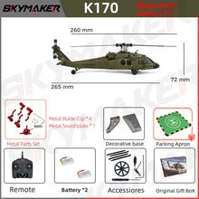 Load image into Gallery viewer, WLtoys RC Helicopters Brushless Motor k170 UH-60L 2.4Ghz 4CH 6-Aixs Gyroscope Single Blade Propellor Gyro Rc Toys for Children
